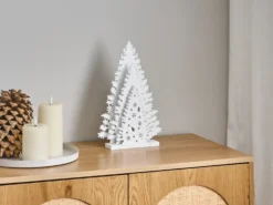 Juledekoration LED EMMESAN Juletræ 33 cm Hvid
