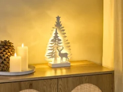 Juledekoration LED FEMAN Rensdyr Juletræ 36 cm Hvid
