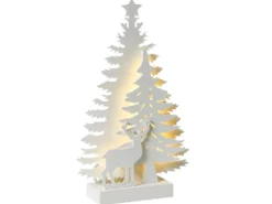 Juledekoration LED FEMAN Rensdyr Juletræ 36 cm Hvid