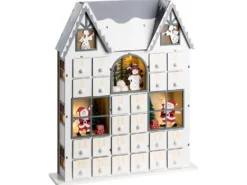 Juledekoration LED FEMUND Adventskalender 40 cm Hvid