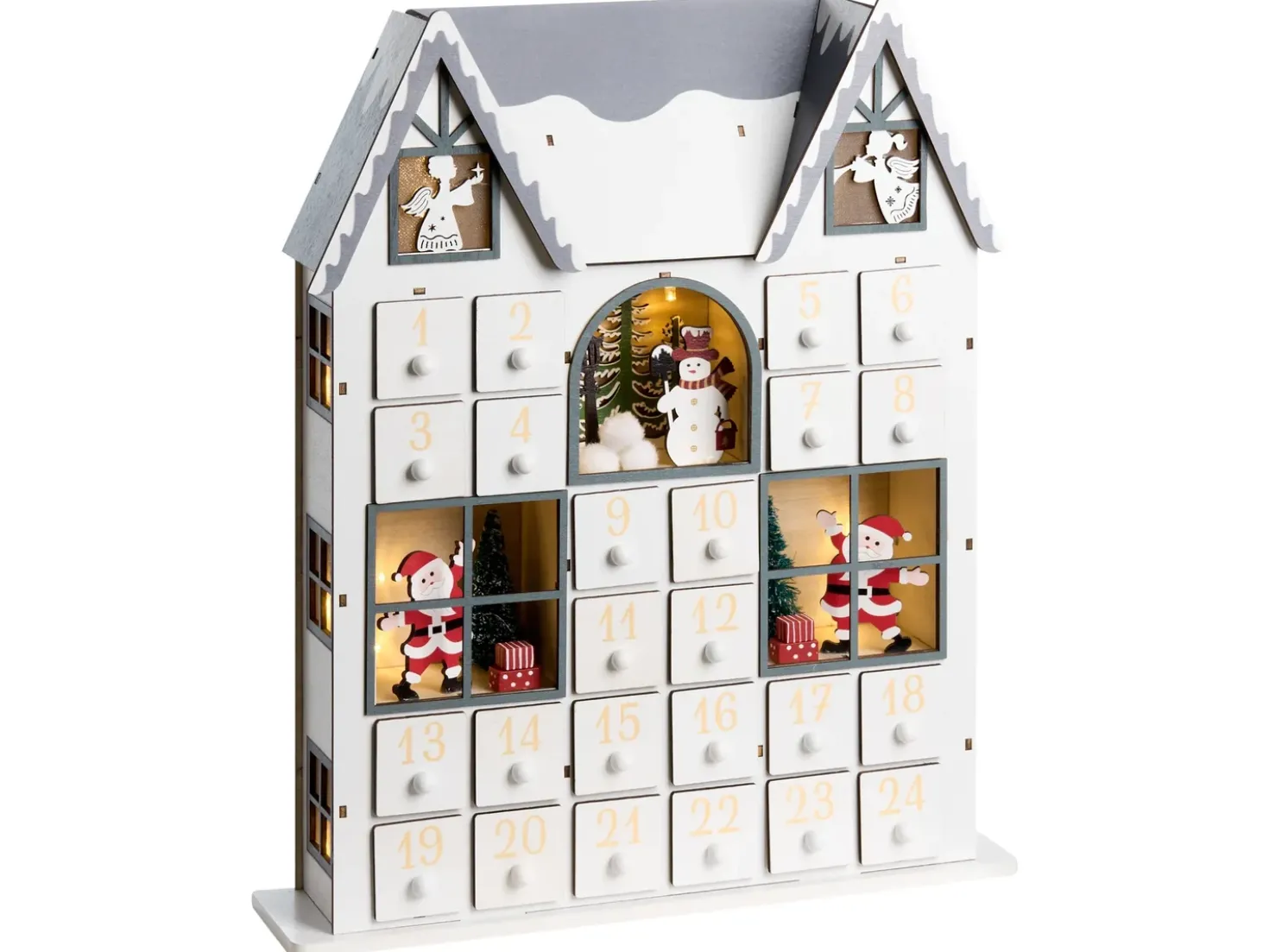 Juledekoration LED FEMUND Adventskalender 40 cm Hvid