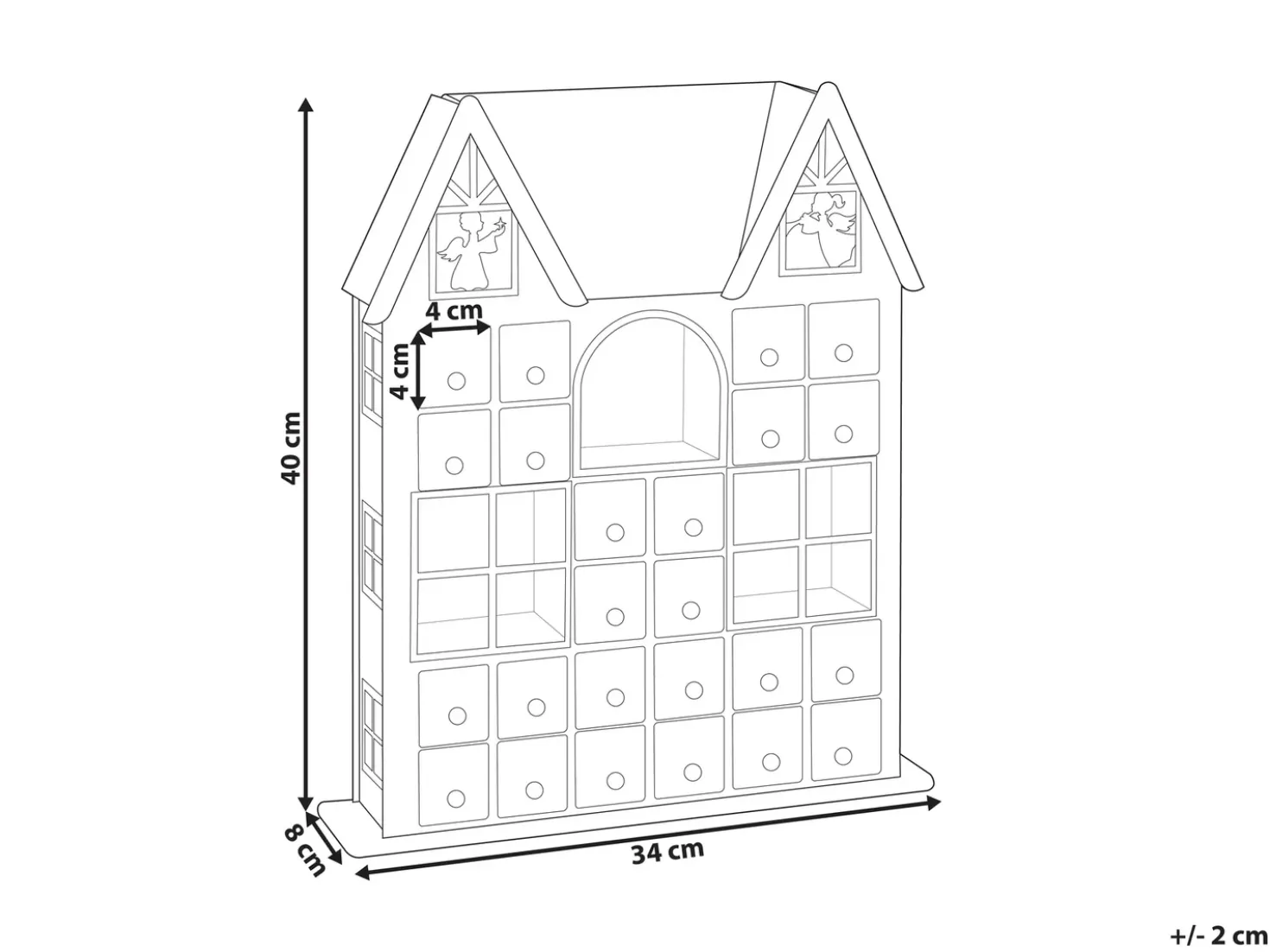 Juledekoration LED FEMUND Adventskalender 40 cm Hvid