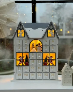 Juledekoration LED FEMUND Adventskalender 40 cm Hvid