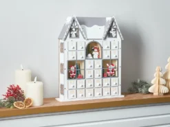 Juledekoration LED FEMUND Adventskalender 40 cm Hvid