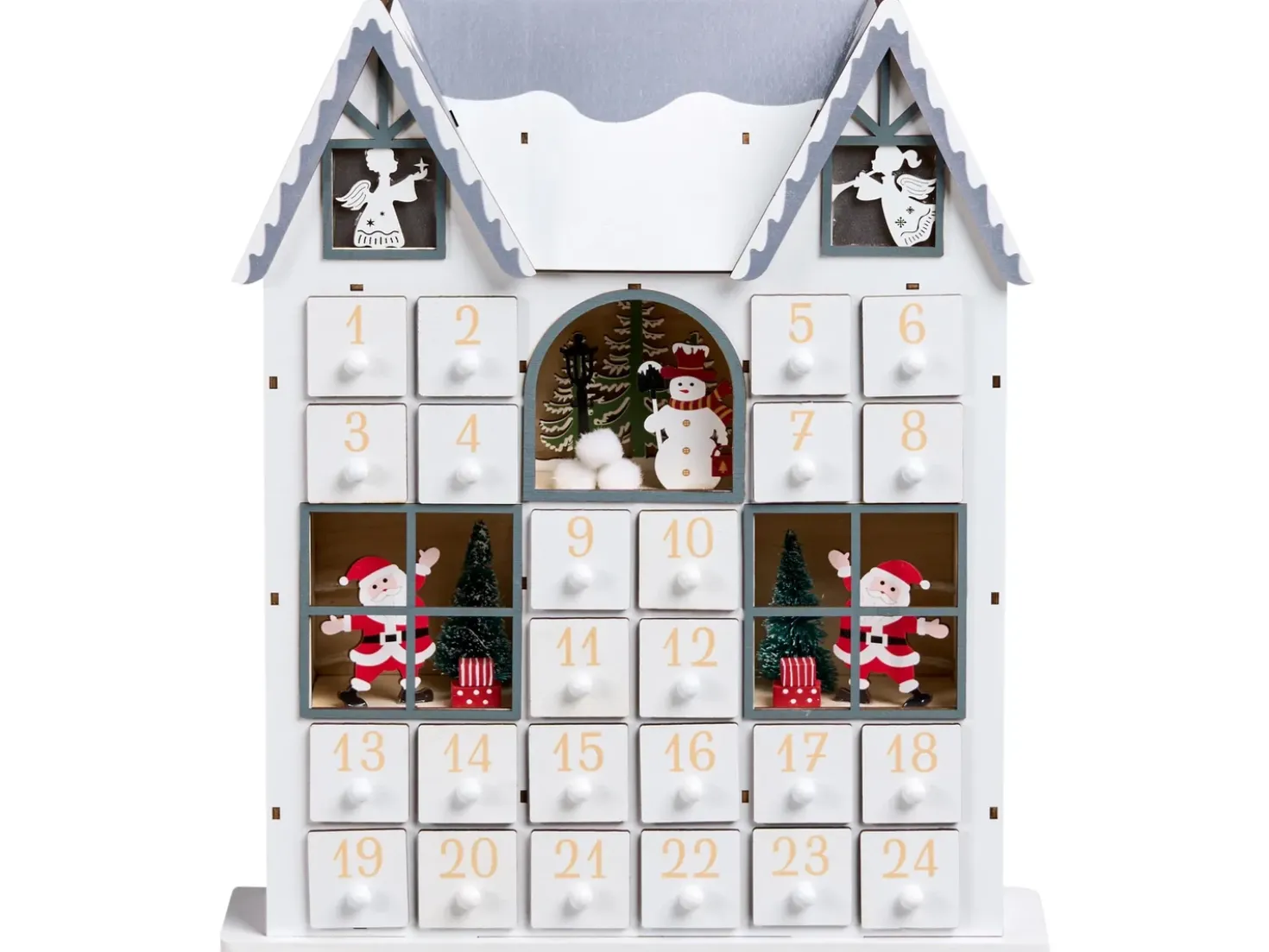 Juledekoration LED FEMUND Adventskalender 40 cm Hvid