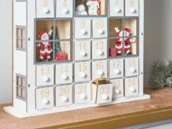 Juledekoration LED FEMUND Adventskalender 40 cm Hvid