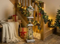Juledekoration LED LIESVESI Søjle lampe 80 cm Lysebrun