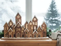 Juledekoration LED MALLOS Hus 45 cm Brun