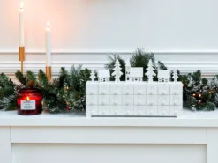 Juledekoration LED MUONIO Adventskalender 24 cm Hvid