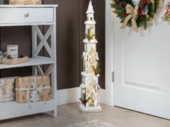Juledekoration LED NASIJARVI Hus 85 cm Lysebrun