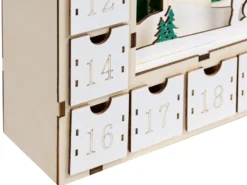 Juledekoration LED NISSER Adventskalender 44 cm Lysebrun
