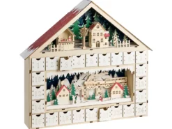 Juledekoration LED NISSER Adventskalender 44 cm Lysebrun