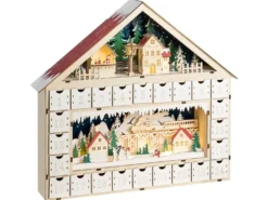 Juledekoration LED NISSER Adventskalender 44 cm Lysebrun