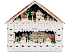 Juledekoration LED NISSER Adventskalender 44 cm Lysebrun
