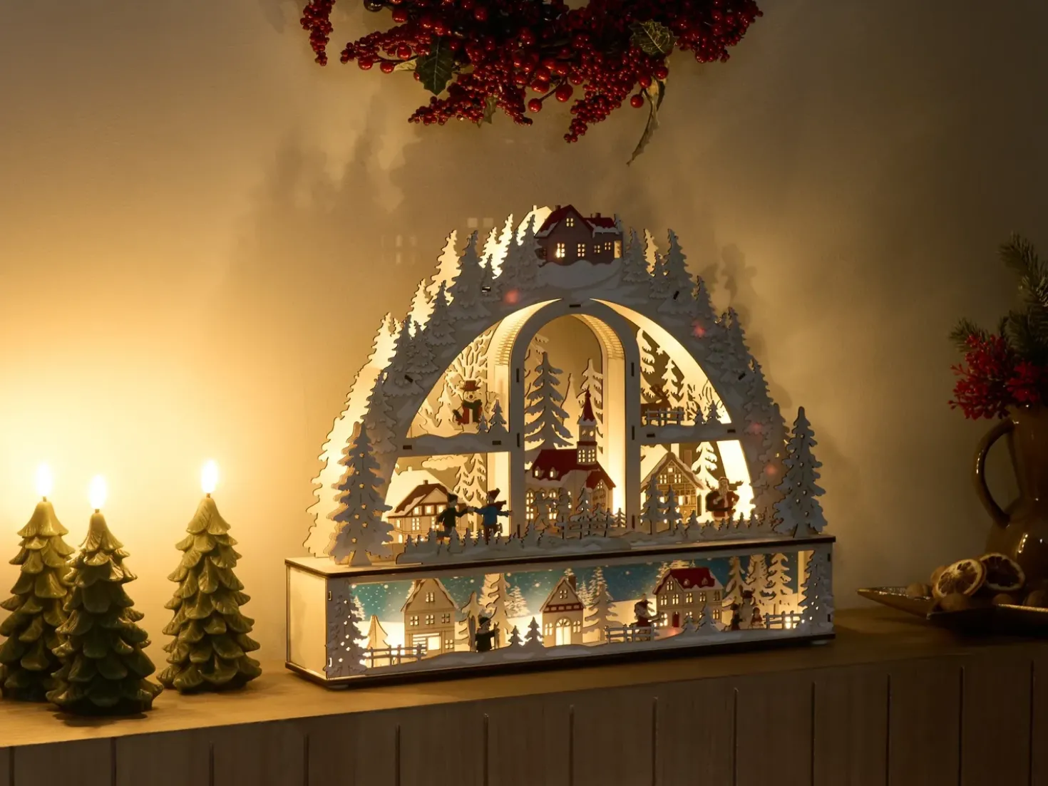 Juledekoration LED NORSJO 36 cm Lysebrun