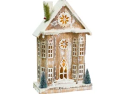 Juledekoration LED UNARI Hus 50 cm Lysebrun