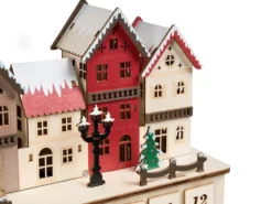 Juledekoration LED VISTERFLO Adventskalender 24 cm Lysebrun