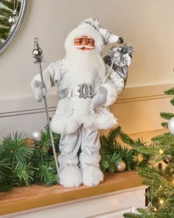 Juledekoration NELAUG Julemand 48 cm Sølv