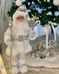 Juledekoration NELAUG Julemand 48 cm Sølv