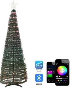 Juledekoration til gulvet Smart LED med app SAARLOQ Juletræ 188 cm Grøn