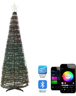 Juledekoration til gulvet Smart LED med app SAARLOQ Juletræ 160 cm Grøn