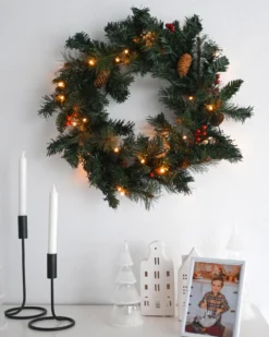 Julekrans LED TENALA Grøn 60 cm