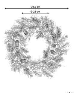 Julekrans LED TENALA Grøn 60 cm