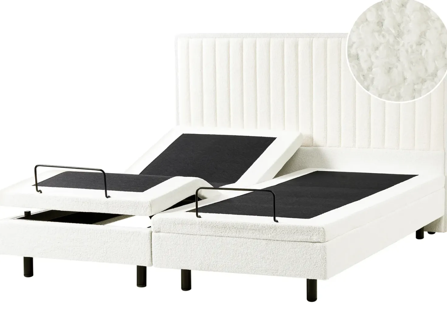 Justerbar seng Boucle CASTELLAN 180 x 200 cm Cremehvid
