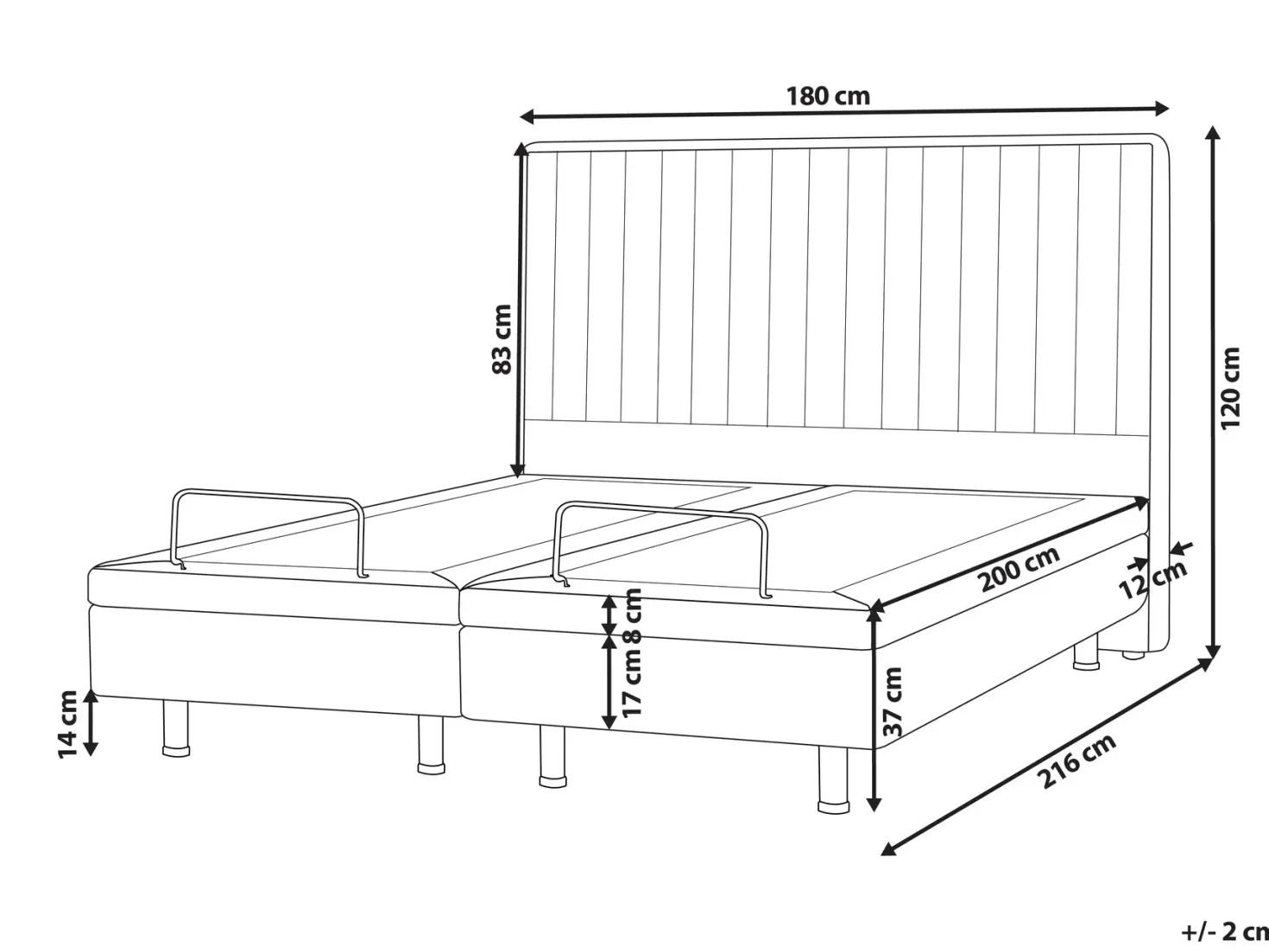 Justerbar seng Boucle CASTELLAN 180 x 200 cm Cremehvid
