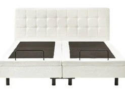 Justerbar seng Boucle DUKE 180 x 200 cm Cremehvid