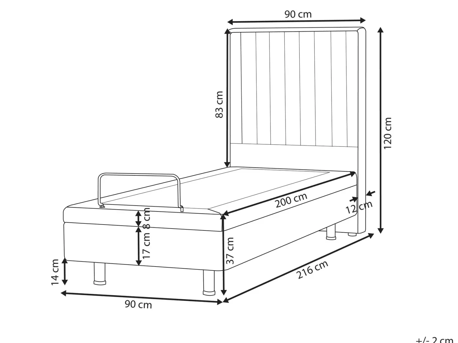 Justerbar seng CASTELLAN 90 x 200 cm Beige