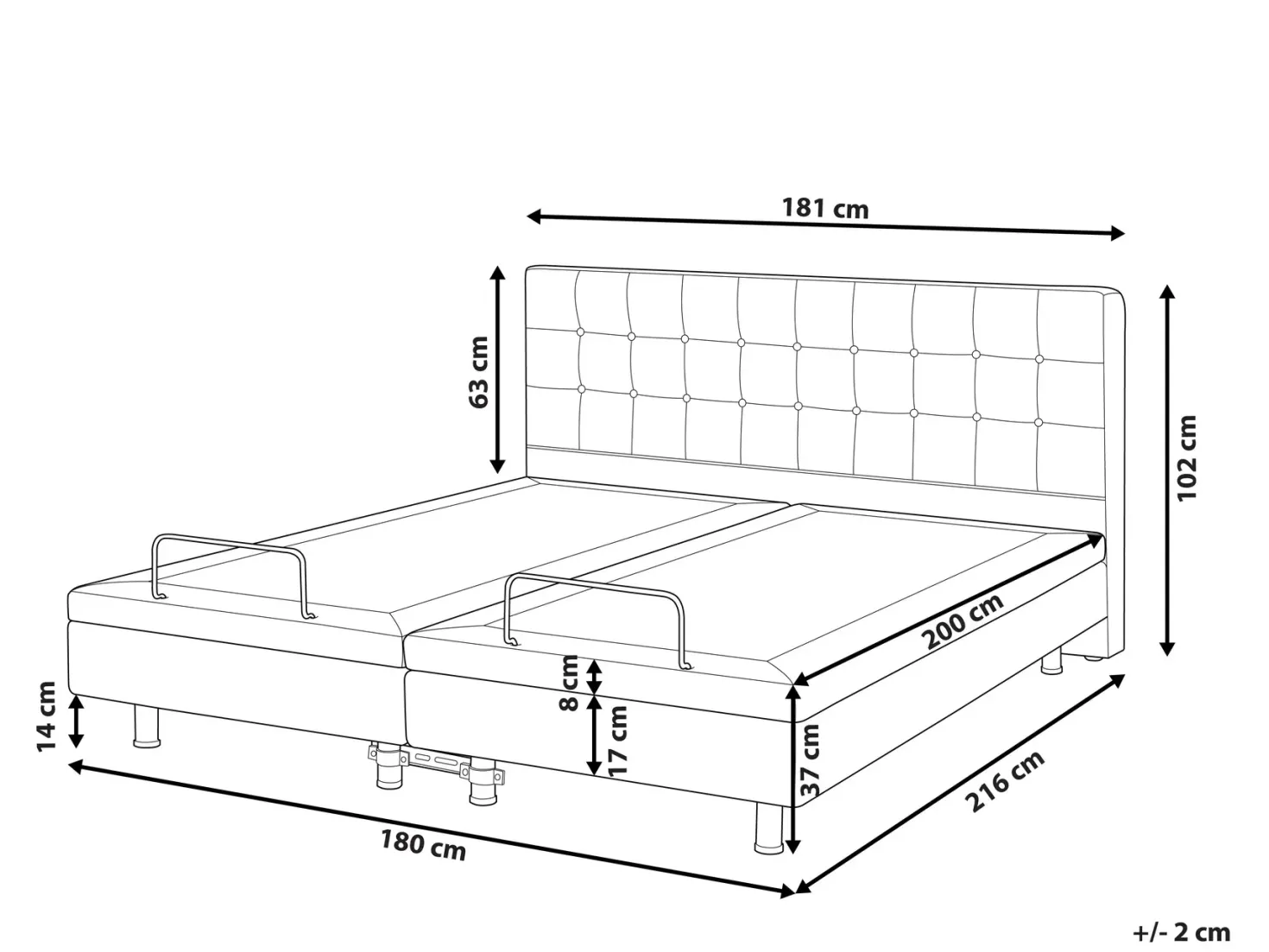 Justerbar seng DUKE 180 x 200 cm Lys Beige
