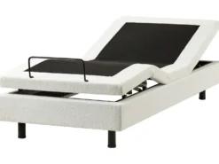 Justerbar seng uden hovedgærde Boucle DUKE 90 x 200 cm Cremehvid