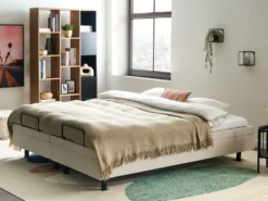 Justerbar seng uden hovedgærde CASTELLAN 180 x 200 cm Lys Beige