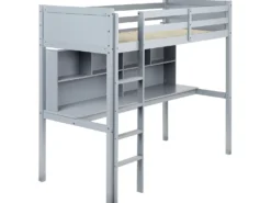 Køjeseng med skrivebord Fyretræ FOUCAMONT 90 x 200 cm Grå