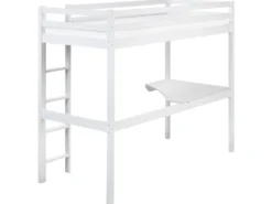 Køjeseng med skrivebord Fyretræ LOURY 90 x 200 cm Hvid