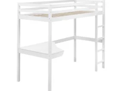 Køjeseng med skrivebord Fyretræ LOURY 90 x 200 cm Hvid