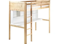 Køjeseng med skrivebord Fyretræ FOUCAMONT 90 x 200 cm Lysebrun