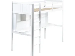 Køjeseng med skrivebord Fyretræ FOUCAMONT 90 x 200 cm Hvid