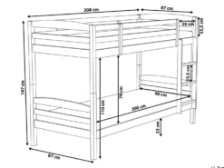 Køjeseng Fyretræ REGAT 90 x 200 cm Hvid
