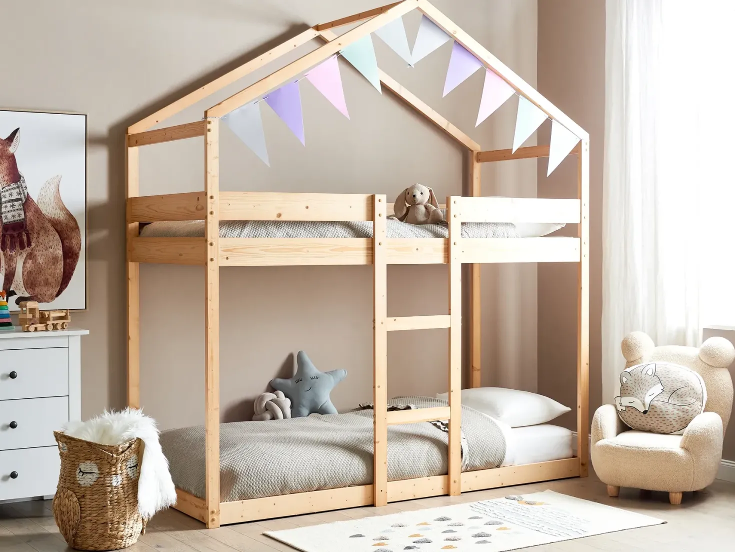 Køjeseng Hus Fyretræ LABATUT 90 x 200 cm Lysebrun