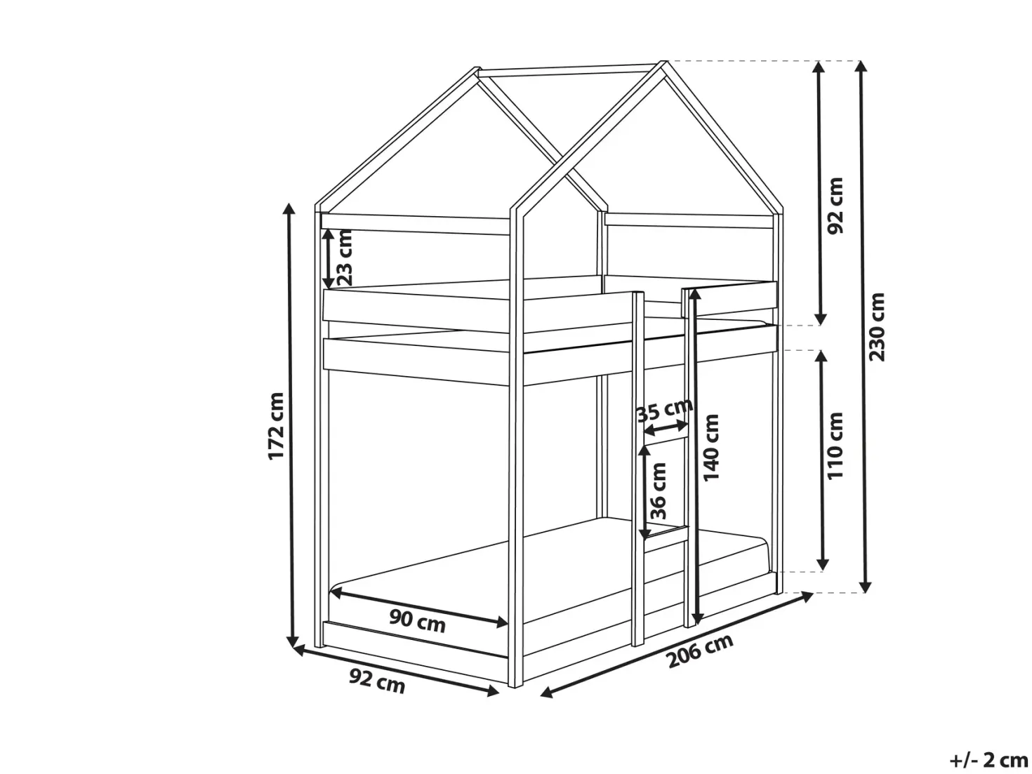 Køjeseng Hus Fyretræ LABATUT 90 x 200 cm Lysebrun