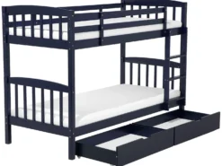 Køjeseng med skuffer Fyretræ REVIN 90 x 200 cm Navy Blå