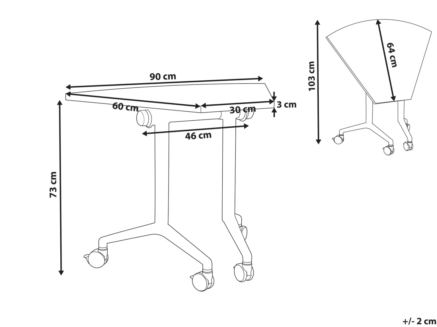 Klap hjørneskrivebords-modul CAVI Hvid 90 cm 64 cm