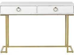 Konsolbord WESTPORT Hvid/guld 115 cm 50 cm med skuffer