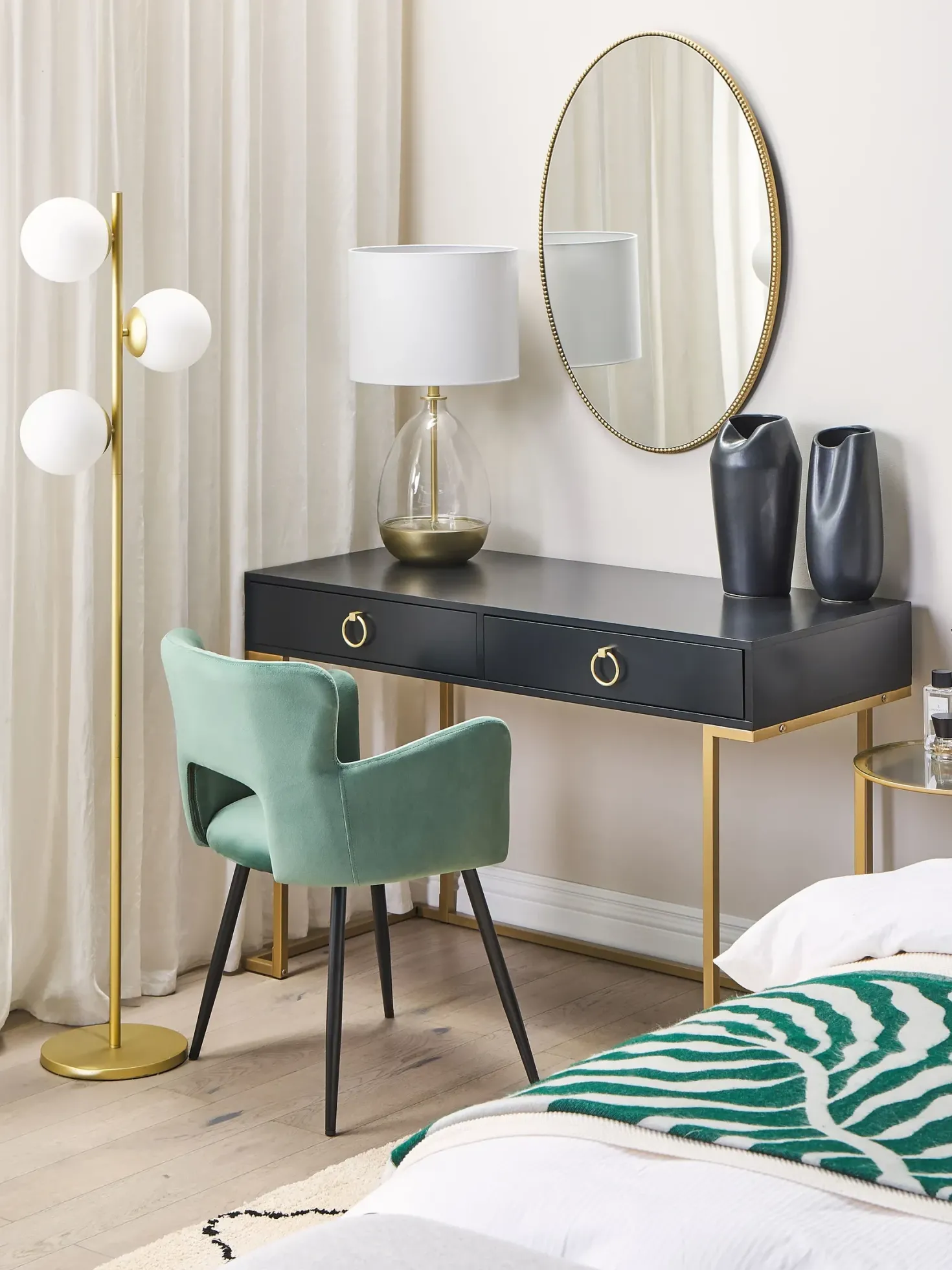 Konsolbord WESTPORT Sort/guld 115 cm 50 cm med skuffer