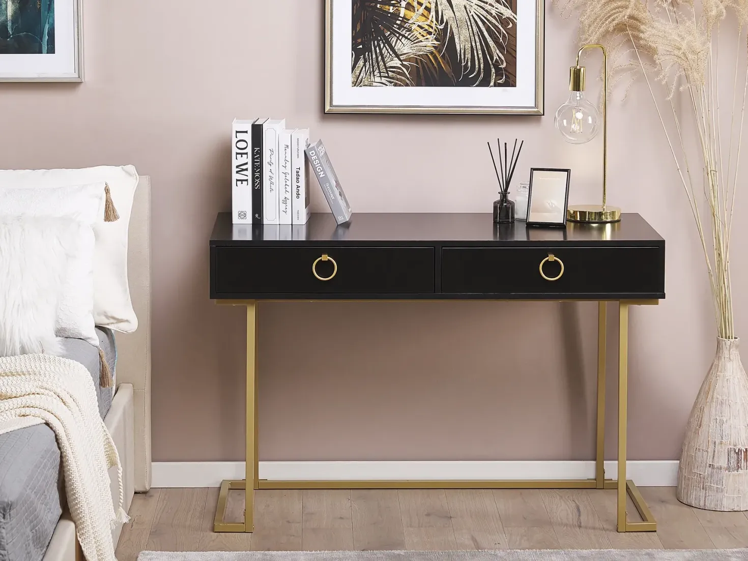 Konsolbord WESTPORT Sort/guld 115 cm 50 cm med skuffer