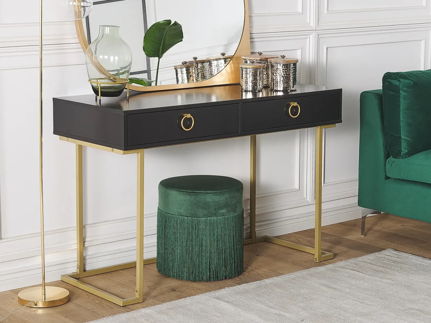 Konsolbord WESTPORT Sort/guld 115 cm 50 cm med skuffer