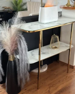 Konsolbord CALVERT Hærdet glas Marmor/guld