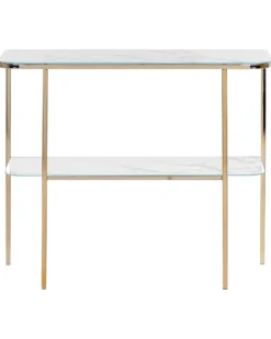 Konsolbord CALVERT Hærdet glas Marmor/guld